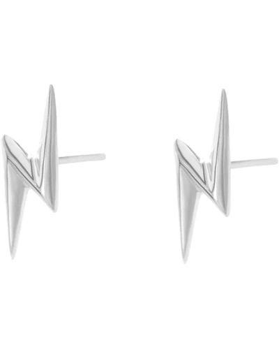 Scream Pretty Lightning Bolt Stud Earrings Plated - White