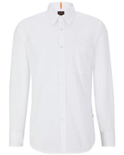 BOSS Rickert Oxford Regular Fit Shirt - Bianco