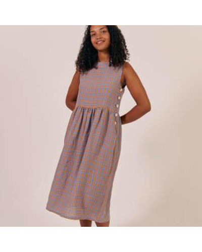 SIDELINE Tally Dress Mixed Check Xs - Brown