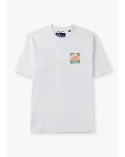 Penfield Mens Mountain Back Print T Shirt In Bright - Bianco