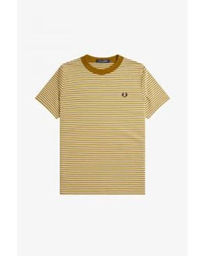 Fred Perry M6581 T-shirt poids lourd à rayures fines - Jaune