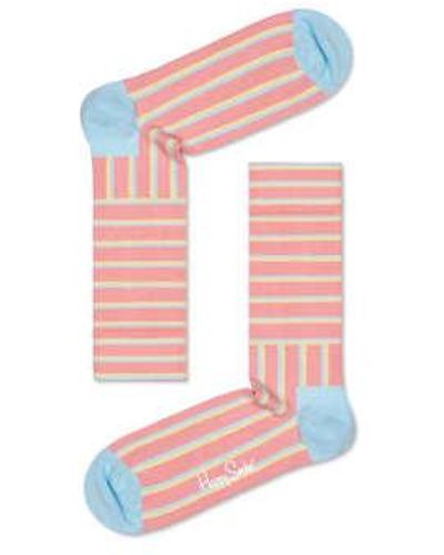 Happy Socks Calcetines rosa claro con rayas bloqueadas