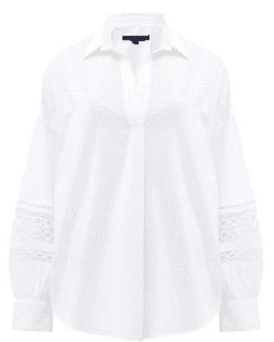 French Connection Rhodes Embroidered Long Sleeve Popover Shirt Xl - White