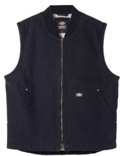 Dickies Chaleco duck canvas hombre stone washed negro - Azul