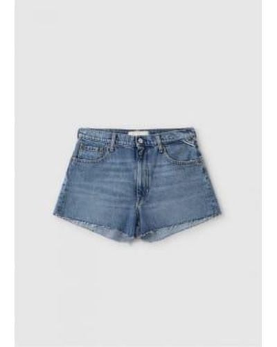 Replay Womens Label Shorts In Light Blue 1