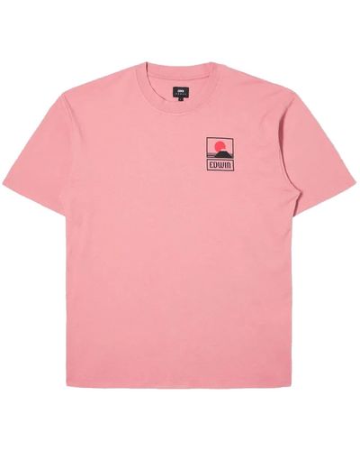 Edwin Sunset On Mt Fuji Ts Tshirt Dusty Rose - Pink