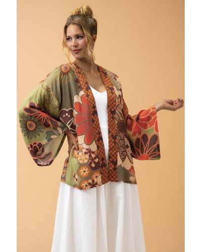 Powder Kaleidoscope 70 chaqueta floral kimono en sabio - Multicolor
