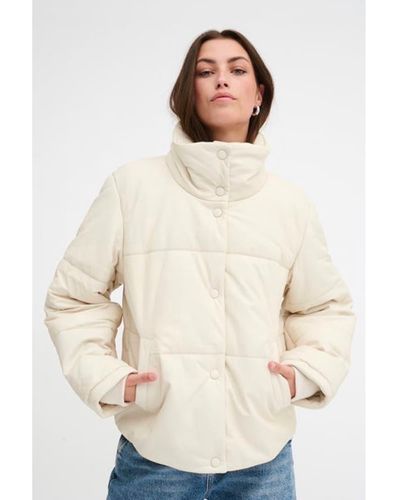 My Essential Wardrobe Lisamw Leather Puffer Jacket - Natural