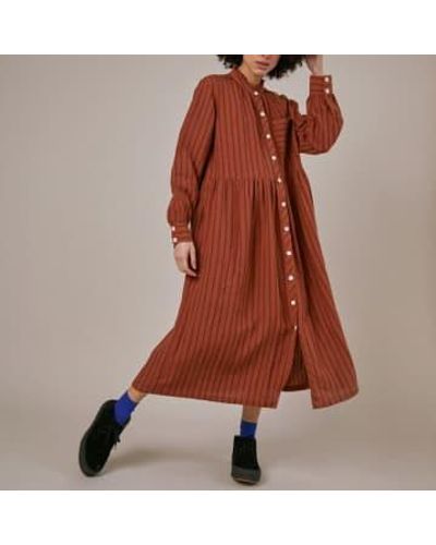SIDELINE Whistle Dress Rust Stripe S - Brown