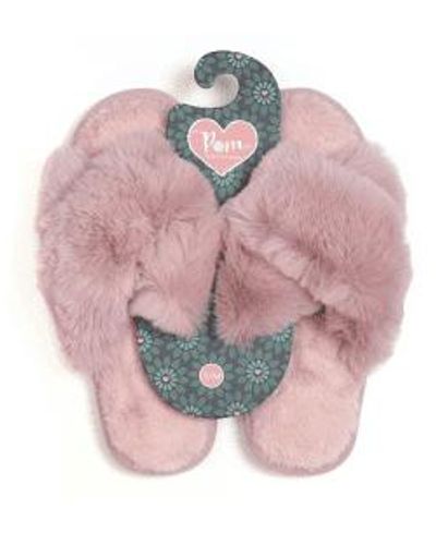 Pom Dusky Fluffy Slippers Ml - Pink