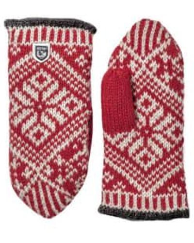 Hestra Nordic Wool Mitt / Off White /off L - Red