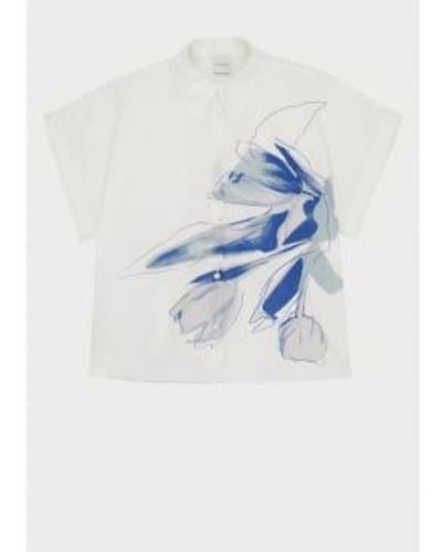 Paul Smith Tulip Wide Sleeve Shirt Size 14 Col White - Blu