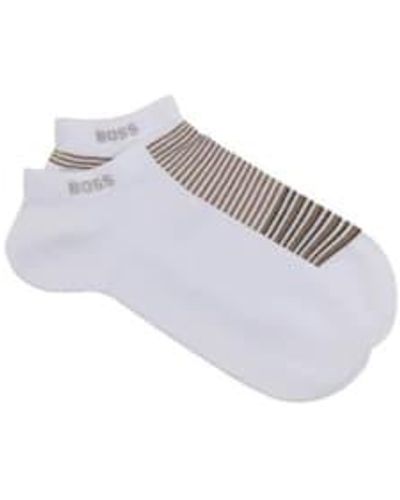 BOSS Lot 2 paires chaussettes jusqu'aux chevilles, blanches 50515079 100 - Gris