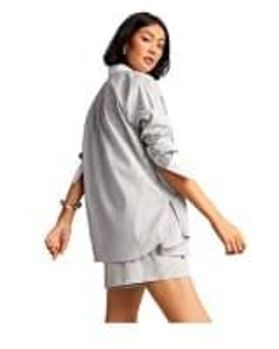Riani Contrast stripe stripe button up camiseta col: 992 gris, tamaño: 8 - Metálico