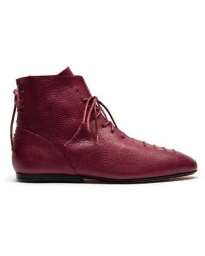 Tracey Neuls Magritte Malbec Or Burgundy Lace Up Leather Boots - Rosso