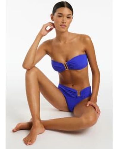 Jets by Jessika Allen J40256 et Bandeau Bikini Top And U Trim Mid Bikini In Sapphire - Blu