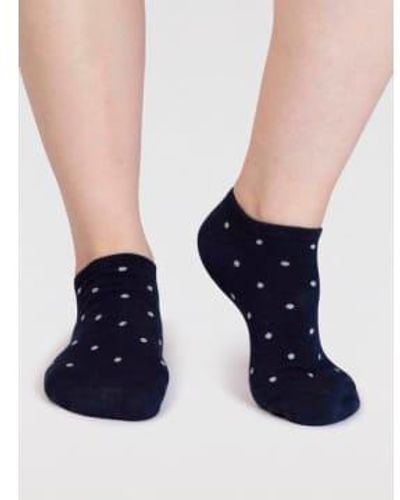 Thought Bleu marine spw839 dottie bamboo spotty trainer chaussettes