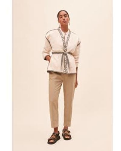 Anorak Suncoo Evan Quilted Padded Kimono Jacket Coat - Neutro