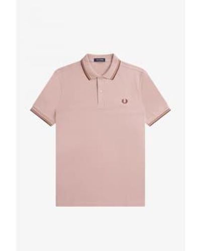 Fred Perry Mens Twin Tipped Polo Shirt 5 - Rosa