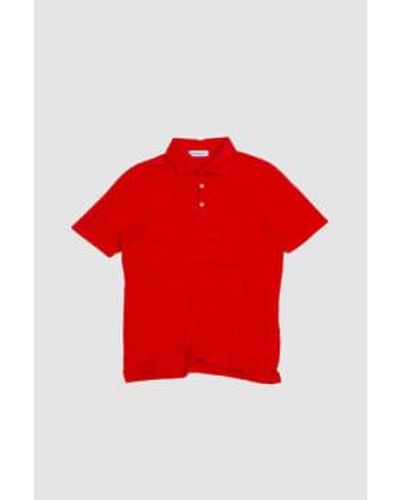 Gran Sasso Poloshirt aus frottee-fleece-baumwolle in leuchtendem rot