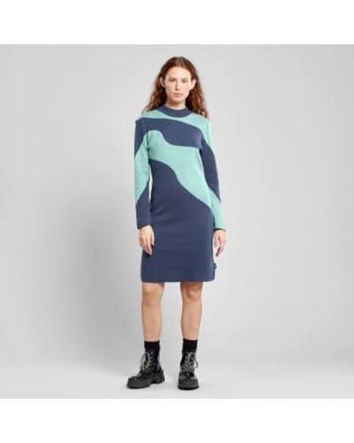 Dedicated Dress Lo Flowy Blocks Ombre /granite Green Xs - Blue