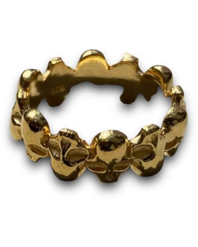 WINDOW DRESSING THE SOUL 925 Silber Multi -Schädel Ring Gold plattiert - Mettallic