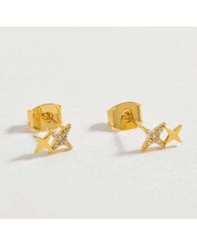 Estella Bartlett Duo Star Studs Earrings - Metallizzato