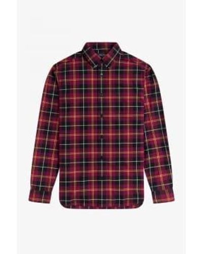 Fred Perry Tartan Shirt Tawny Port - Red