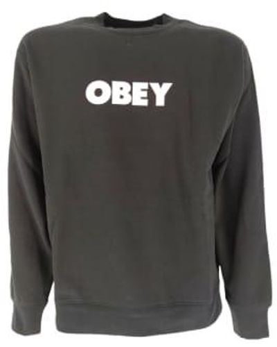 Obey Obecer bold crew men camisa negra - Gris