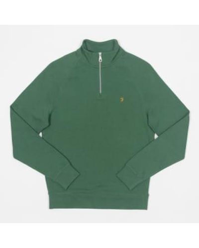 Farah Jim Quarter Zip Sweatshirt In L - Green