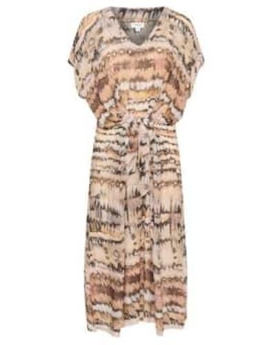 Saint Tropez Eya Long Dress In Creme Tiedye Stripe - Neutro