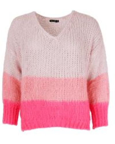 Black Colour Colour Simona Fade Stripe Jumper Coral Rose - Rosa