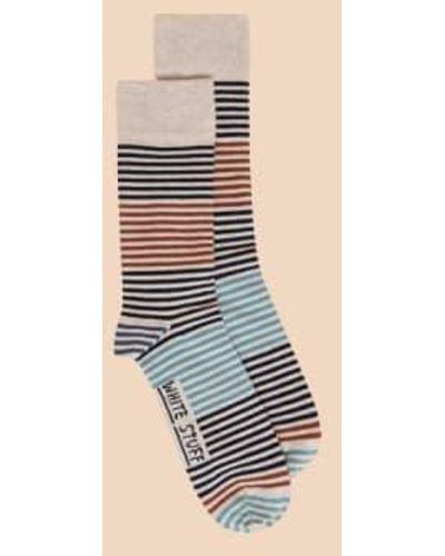 White Stuff Fine Stripe Ankle Socks Natural Multi 7-9 - Blue