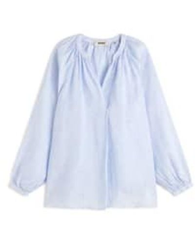 Ecoalf Lia Striped Linen Shirt S - Blue