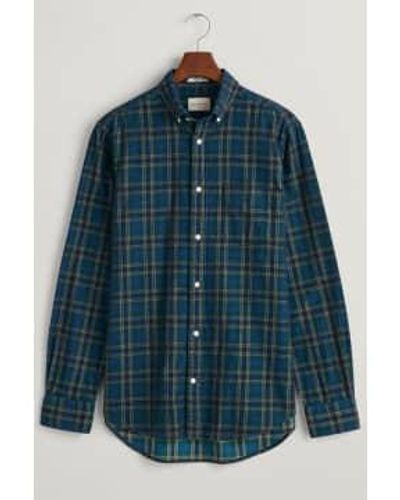 GANT Camisa pana cuadros corte regular ver bosque - Azul