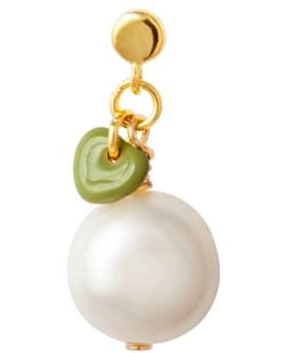 Lulu Topping Short Pearl Earring Plated Brass - White