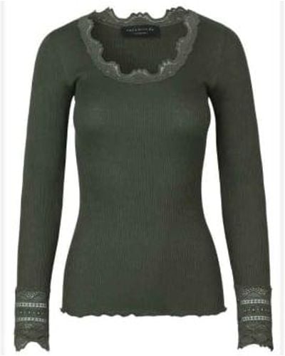 Rosemunde Top W Lace Olive Night S - Green
