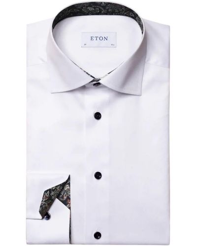 Eton Paisley Effect Signature Twill Slim Shirt - Bianco