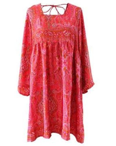Powell Craft 'phoebe' & pink paisley babypuppenkleid - Rot