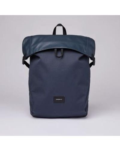 Sandqvist Navy Alfred Backpack With Black Webbing One Size - Blue