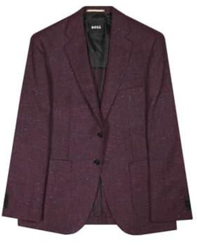 BOSS H Janson Dark Wool And Silk Blend Jacket 48 - Purple