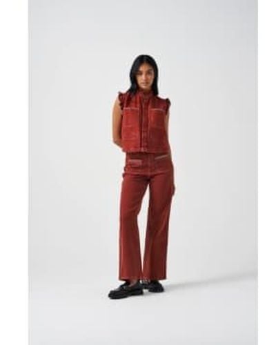 seventy + mochi Mabel Jeans mit aufgesetzten Taschen – Dunkler Rost - Rot