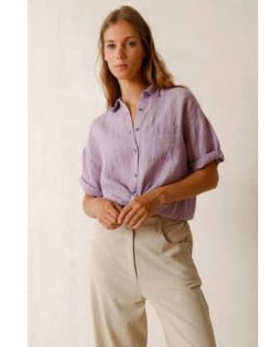 indi & cold Tricolour Stripe Jasper Lilac Shirt L - Purple