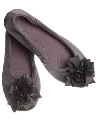 Pampuschen Taupe Grace Satin Ballerina Style Slippers - Grigio