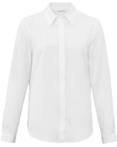 Yaya Soft Poplin Blouse With Long Sleeves Collar And Buttons Pure White - Bianco
