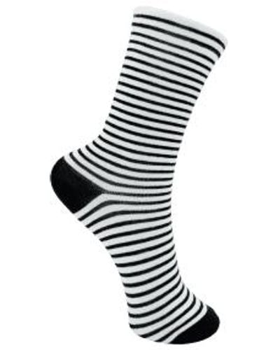 Black Colour Alaska Striped Sock Onesize - Black