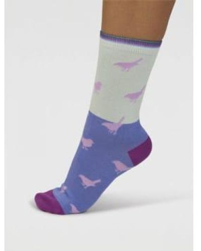 Thought Spw881 Birdie Colour Block Bamboo Socks In Spearmint - Grigio