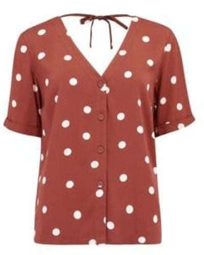 Sugarhill Camisa trasera Emeline Polka Dot Tie - Rojo