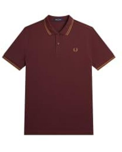 Fred Perry Slim Fit Twin Tipped Polo Oxblood / Shaded Stone S - Purple