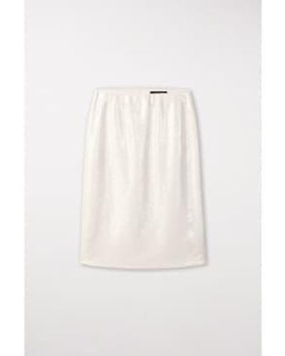 Luisa Cerano Silk sequin ocasión falda tamaño: 8, col: off - Blanco